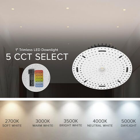 Maxxima 1 "إضاءة LED بدون حواف مضادة للوهج، 1050 لومن، 5 CCT | تصنيف IC بدون علبة، درجة حرارة اللون قابلة للاختيار 2700K/3000K/3500K/4000K/5000K، قابلة للتعتيم 90 CRI، متضمنة J-Box in Kuwait