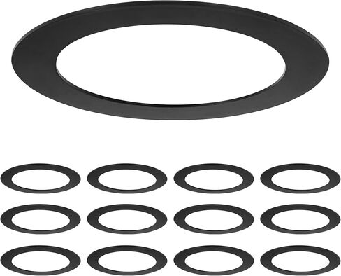 Maxxima 4" Goof Rings for Recessed Lights Can or Canless Trim Ring, 12 Pack | Lighting Round Downlight Rings, Outer Diameter 6.7" Inner Diameter 4.25", Durable Plastic Design, Black Extended Trim in Kuwait