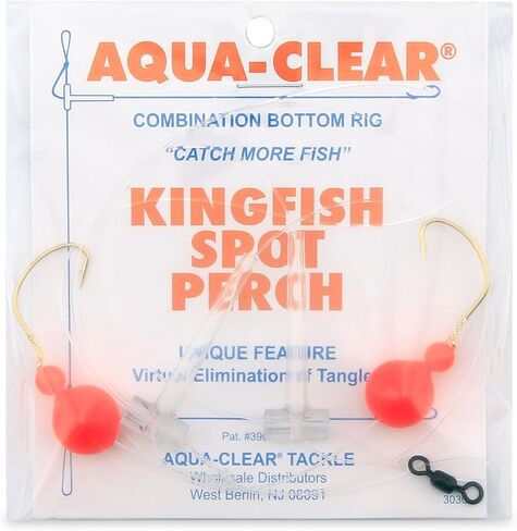 Aqua-Clear, Hi-Lo Combo Rig, Kingfish/Spot/Perch, Size 8 XL Hooks, AFW Swivel, 25 lb / 11.3 kg Grand Slam Mono, T-Standoff, Red Beads, Spinners in Kuwait