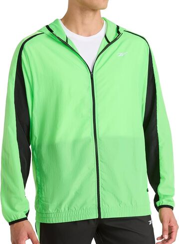 Reebok Men's Running Woven Wind Jacket, Standard Fit, Lightweight Nylon Fabric in Kuwait