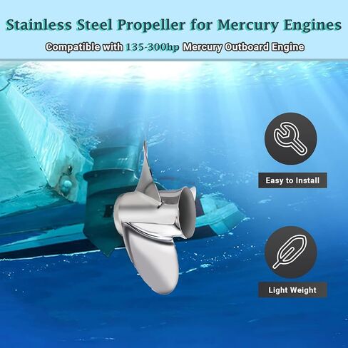 15 × 15 مروحة خارجية للقوارب من الفولاذ المقاوم للصدأ لمحركات ميركوري 135-300 حصان/Mercruiser Alpha One, 15 Spline Tooth, RH in Kuwait