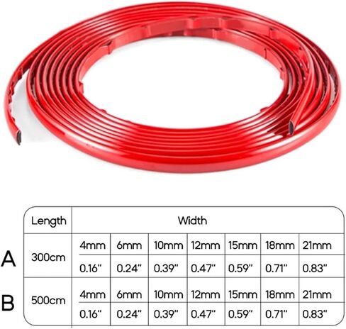 300cm/500cm Car Bumper Self-Adhesive Red Decorative Strip with Thickened PVC Material 1pcs(3.0M-10MM) in Kuwait