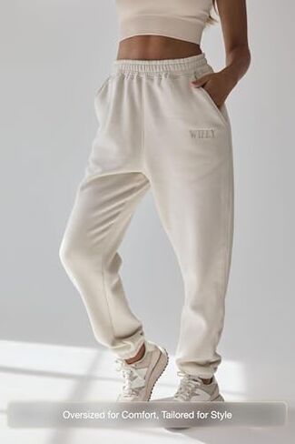 Six Stories Wifey Statement Sweatshirt and Sweatpants Set for the Stylish New Bride | Soft, Comfy & Cozy Sweatsuit with Unique Pearlescent Detailing Ideal as Anniversary or Honeymoon Gift | Large in Kuwait