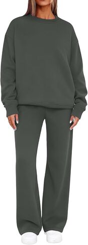 Sweatsuits النساء 2 قطعة الزي المسار الدعاوى بلون البلوز هوديي مباراة Sweatpants واسعة الساق ملابس الخريف الشتاء in Kuwait