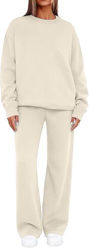 Sweatsuits النساء 2 قطعة الزي المسار الدعاوى بلون البلوز هوديي مباراة Sweatpants واسعة الساق ملابس الخريف الشتاء in Kuwait