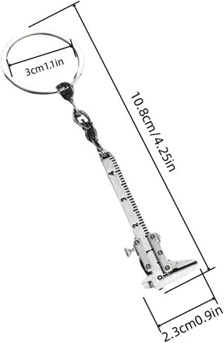 Caliper Keychain - Exact Scale Model 10.8cm/4.25in | Metal Pocket Ruler Keyring w/Adjustable Slider & Lock ScrewIndustrial Decor Gift (NOT Measuring Tool)​ in Kuwait