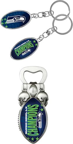 Rico Industries NFL Football Seattle Seahawks 2026 Super Bowl LX Champions Magnetic Bottle Opener and Keychain Set - Great Beverage Accessory for Game Day in Kuwait