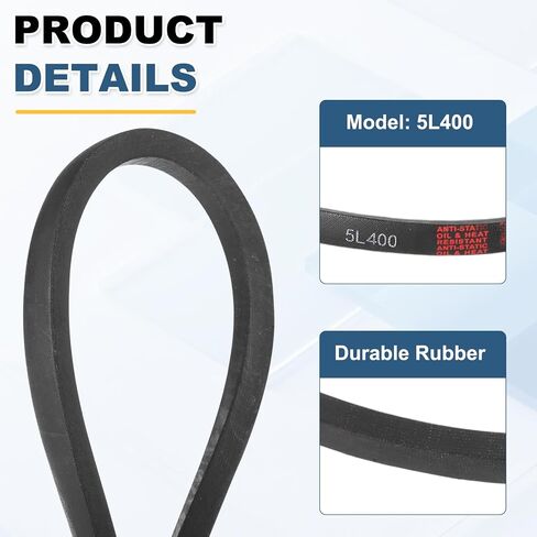 uxcell 2Pcs 5L400 Classic Wrapped Rubber V-Belt, 40" Outside Circumference x 5/8" Width x 7/16" Thick, Light Duty Single V-Beltings for Lawn & Garden Machinery, Riding Mowers in Kuwait