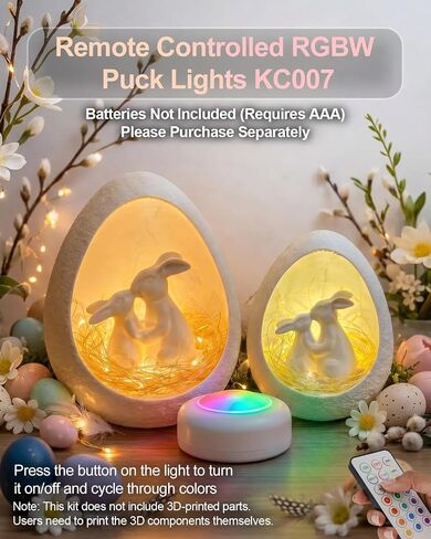 3 Pack IR Controlled 16-Color RGBW Puck Lights for Bambu lab KC007, Wireless 3D Print Puck Light D 62.2mm H 27.6mm LED Lamp Kit, Small Timer Multi Color Round LED Light Kit for 3D Printing Projects in Kuwait