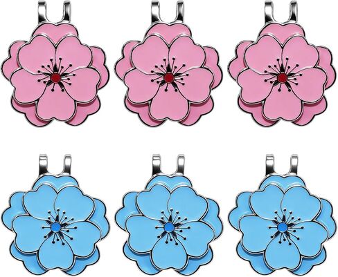 6 Pcs Magnetic Golf Ball Marker with Hat Clip Set, Flower Shape Strong Magnet Golf Markers, Golf Bag Cap Accessories for Men Women Golfers, Ideal Gift for Golf Enthusiasts in Kuwait