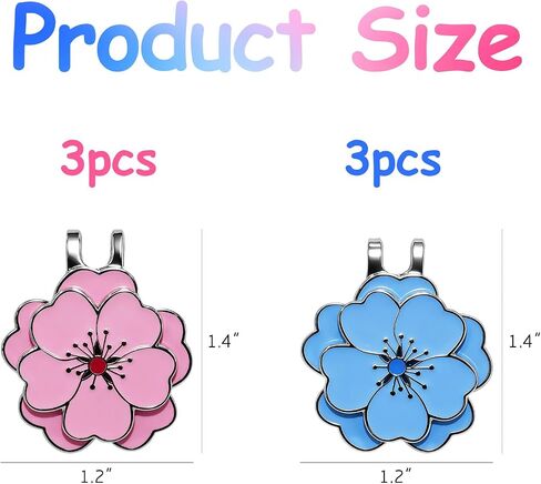 6 Pcs Magnetic Golf Ball Marker with Hat Clip Set, Flower Shape Strong Magnet Golf Markers, Golf Bag Cap Accessories for Men Women Golfers, Ideal Gift for Golf Enthusiasts in Kuwait