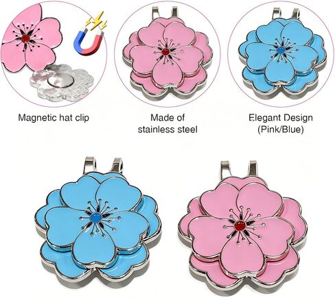 6 Pcs Magnetic Golf Ball Marker with Hat Clip Set, Flower Shape Strong Magnet Golf Markers, Golf Bag Cap Accessories for Men Women Golfers, Ideal Gift for Golf Enthusiasts in Kuwait