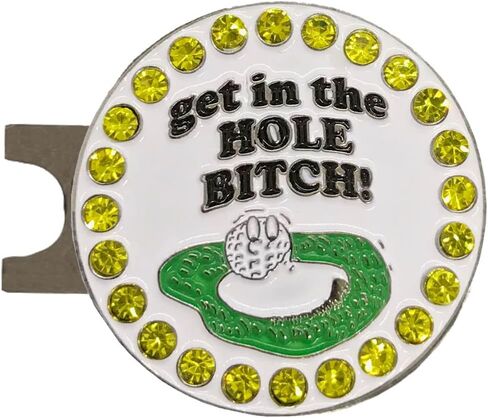 Giggle Golf Bling Golf Ball Marker with Magnetic Hat Clip – Get in The Hole Bitch Funny Sparkly Marker for Women Golfers – Fun Golf Gift with Organza Bag & Bonus Hand Cream in Kuwait