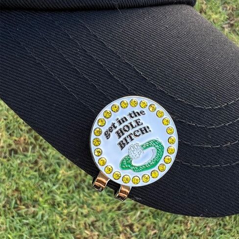 Giggle Golf Bling Golf Ball Marker with Magnetic Hat Clip – Get in The Hole Bitch Funny Sparkly Marker for Women Golfers – Fun Golf Gift with Organza Bag & Bonus Hand Cream in Kuwait