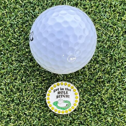 Giggle Golf Bling Golf Ball Marker with Magnetic Hat Clip – Get in The Hole Bitch Funny Sparkly Marker for Women Golfers – Fun Golf Gift with Organza Bag & Bonus Hand Cream in Kuwait