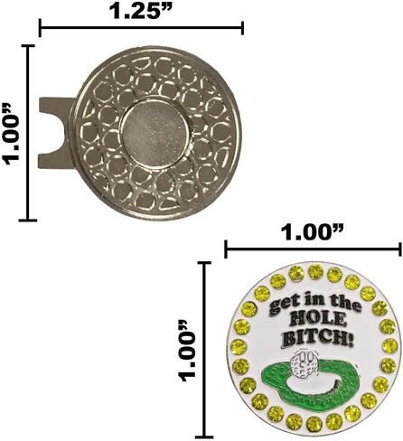 Giggle Golf Bling Golf Ball Marker with Magnetic Hat Clip – Get in The Hole Bitch Funny Sparkly Marker for Women Golfers – Fun Golf Gift with Organza Bag & Bonus Hand Cream in Kuwait