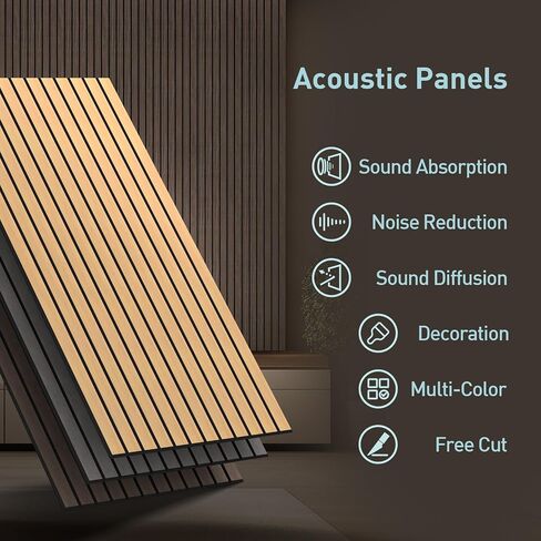 UMIACOUSTICS 6 حزم لوحة حائط صوتية، 47.2 × 23.6 بوصة لوحة صوت مزخرفة لمعالجة صدى الصدى، جوز عميق in Kuwait