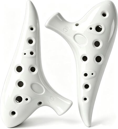 Ocarina 12 Hole White Pottery 2 Pack in Alto C for Beginner (White 2 Pack) in Saudi Arabia