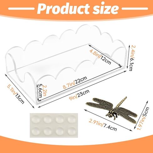 Clear Acrylic Napkin Holder for Table,Square Luncheon Napkin Tray,Flat Decorative Guest Towel Holder for Bathroom, Kitchen(9x5.1x2.4 inch) in Saudi Arabia