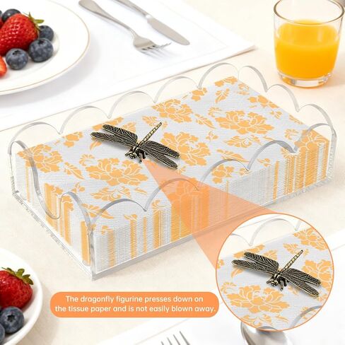 Clear Acrylic Napkin Holder for Table,Square Luncheon Napkin Tray,Flat Decorative Guest Towel Holder for Bathroom, Kitchen(9x5.1x2.4 inch) in Saudi Arabia