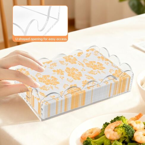 Clear Acrylic Napkin Holder for Table,Square Luncheon Napkin Tray,Flat Decorative Guest Towel Holder for Bathroom, Kitchen(9x5.1x2.4 inch) in Saudi Arabia
