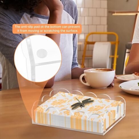 Clear Acrylic Napkin Holder for Table,Square Luncheon Napkin Tray,Flat Decorative Guest Towel Holder for Bathroom, Kitchen(9x5.1x2.4 inch) in Saudi Arabia