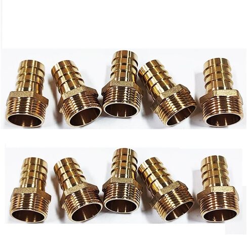 10-Pack 3/4" Hose Barb x 3/4" Male NPT Brass Pipe Fitting for Gas, Fuel & Water Lines – Durable Rigid Adapter in Kuwait