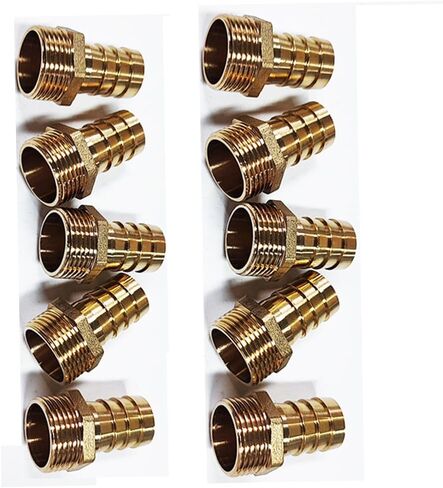 10-Pack 3/4" Hose Barb x 3/4" Male NPT Brass Pipe Fitting for Gas, Fuel & Water Lines – Durable Rigid Adapter in Kuwait