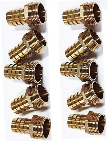 10-Pack 3/4" Hose Barb x 3/4" Male NPT Brass Pipe Fitting for Gas, Fuel & Water Lines – Durable Rigid Adapter in Kuwait