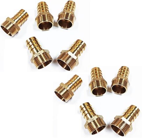 10-Pack 3/4" Hose Barb x 3/4" Male NPT Brass Pipe Fitting for Gas, Fuel & Water Lines – Durable Rigid Adapter in Kuwait