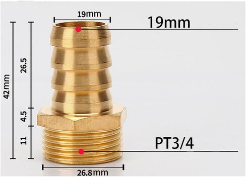 10-Pack 3/4" Hose Barb x 3/4" Male NPT Brass Pipe Fitting for Gas, Fuel & Water Lines – Durable Rigid Adapter in Kuwait