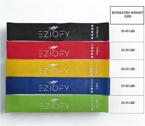 Resistance Bands Set of 5 – Natural Latex Loop Exercise Bands for Legs, Glutes & Full Body – 10–45 lbs – Workout, Pilates, Physical Therapy – Includes Carry Bag in Kuwait