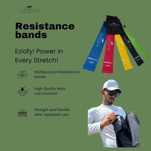 Resistance Bands Set of 5 – Natural Latex Loop Exercise Bands for Legs, Glutes & Full Body – 10–45 lbs – Workout, Pilates, Physical Therapy – Includes Carry Bag in Kuwait