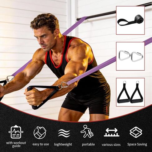 Nexora Resistance Bands Set, 5 Pack 8-125 lbs Natural Rubber Exercise Bands with Door Anchor Soft Handles Storage Bag, Heavy Duty Workout Bands for Men Women Home Gym Yoga Pilates Physical Therapy in Kuwait