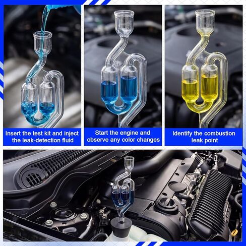 Tellegloww Head Gasket Tester Kit Combustion Leak Tester with Universal Adapter Fast Over 100 Tests 7.98 oz Coolant Leak Detection Fluid Block Engine Test Kit for Cars Suvs Trucks Motorcycles in Kuwait