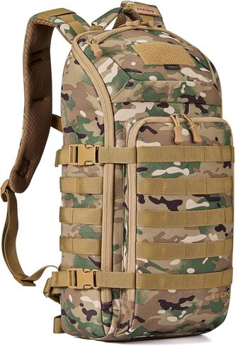حقيبة ظهر تكتيكية عسكرية نحيفة للجيش حقيبة رخوة Daypack 20L في الهواء الطلق المشي لمسافات طويلة والتخييم والسفر EDC حزمة مع جيوب متعددة مقاومة للماء للرجال (أسود) in Kuwait