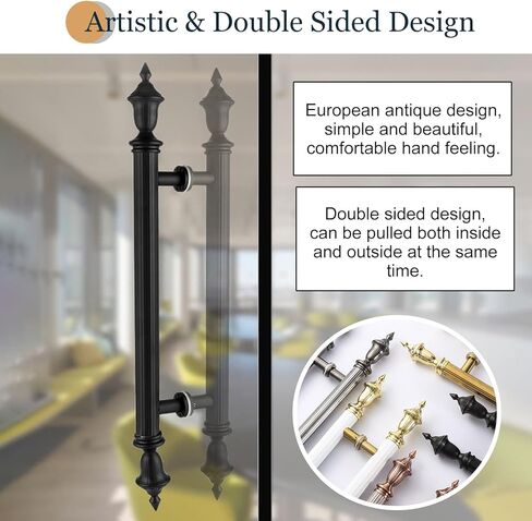 Antique Double Sided Glass Door Pull Handle - Stylish Wooden Design for Home, Office, and Commercial Spaces in Saudi Arabia