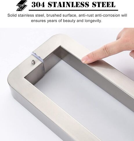 Commercial Door Handle - Brushed Stainless Steel Pull Handle for Glass Doors, Double-Sided Square Design for Secure Grip in Saudi Arabia