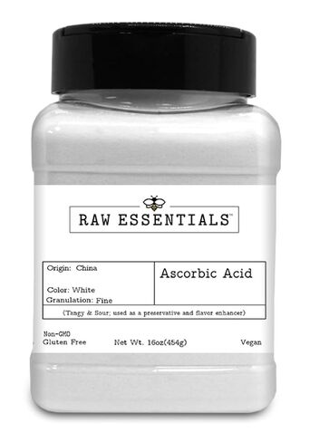 Raw Essentials Ascorbic Acid Powder (Vitamin C), 16 oz | Food Grade Preservative & Anti Browning Agent, For Canning, Baking, Drinks & Fruit Storage, Non GMO, Gluten Free, Vegan in Kuwait