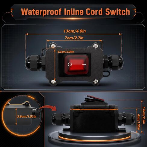 Heavy Duty DC 12V-24V Inline Switch, 25A Waterproof IP67 DPST Battery Disconnect Power Switch with 10 AWG Pure Copper Cable, On/Off Switch for Automotive, Motorcycle, Marine, RV & ATV in Kuwait