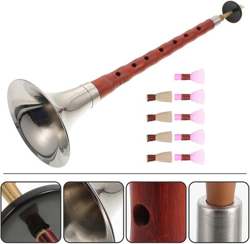 Toyvian Professional Red Sandalwood Suona Instrument D Key with Plastic Reed Ethnic Wind Instrument for Beginners Traditional Chinese Folk Music Practice Random Color in Kuwait