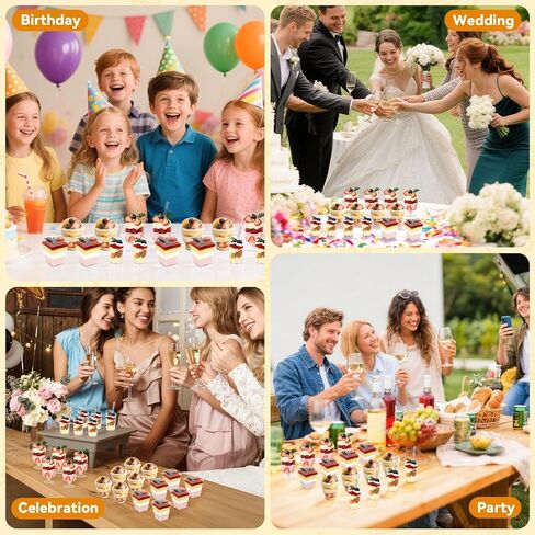 400-Pack 5 oz Dessert Cups with Lids and Spoons, Clear Plastic Parfait & Yogurt Cups, Mini Shooter Cups for Parties, Ice Cream, Pudding, Fruit | Square Appetizer Containers in Kuwait