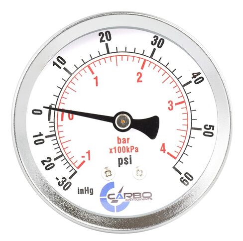 1-1/2" Pressure Gauge, Chrome Plated Steel Case, Dry, Compound Vacuum -30 Hg - 0-60 psi Back Mount 1/8" NPT in Kuwait