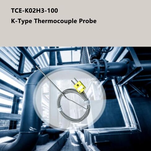 جهاز استشعار درجة الحرارة بمسبار حراري من النوع TCE-K02H3-100 K (قطعتان) | 68 درجة فهرنهايت إلى 1120 درجة فهرنهايت، للمزدوجة الحرارية من النوع K، وأدوات إدخال الفرن in Kuwait