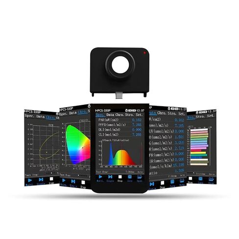 HPCS-330P مقياس الطيف المحمول عالي الدقة PPFD PAR جهاز اختبار الوميض مع شاشة LCD 350-800nm ​​لمصابيح LED المتنامية حساسية عالية، خطأ منخفض in Kuwait