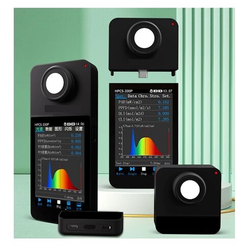 HPCS-330P مقياس الطيف المحمول عالي الدقة PPFD PAR جهاز اختبار الوميض مع شاشة LCD 350-800nm ​​لمصابيح LED المتنامية حساسية عالية، خطأ منخفض in Kuwait
