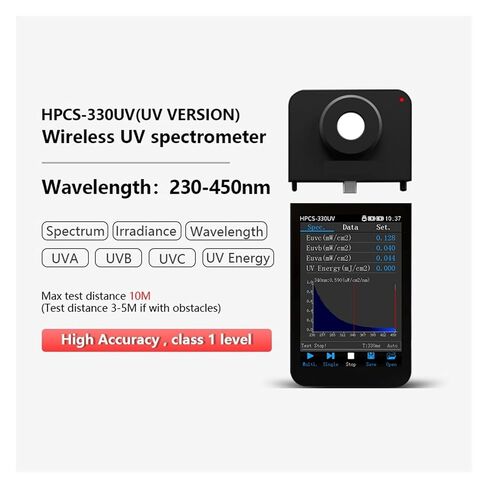 HPCS-330UV High Precision UV LED Spectrum Analyzer 230nm-450nm Handheld Light Spectrometer Colour Illuminometer High Sensitivity, Low Error in Kuwait