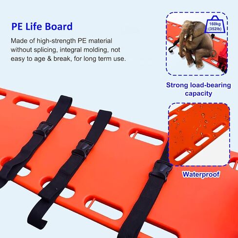 Emergency Spine Board Stretcher Backboard for Patient Transfer, Waterproof Rescue Stretcher Medical Life Board, Swimming Pool Life-Saving Board(Yellow) (Blue) in Kuwait