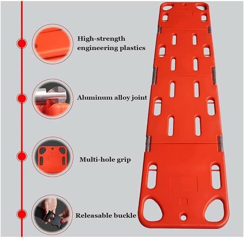 Foldable Stretcher, Plastic Life Board Stretcher Emergency Rescue Portable Plastic Stretcher Foldable Casualty Spine Fixed Plate... (Size : A) (A) in Kuwait