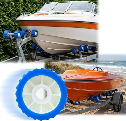 Boat Wobble Roller 4"x3", Boat Trailer Roller Marine Ribbed Wobble Roller Boat Trailer Wobble Roller Assembly with Washers and pins for Boat Yacht Trailer (Blue,4Pack) in Kuwait